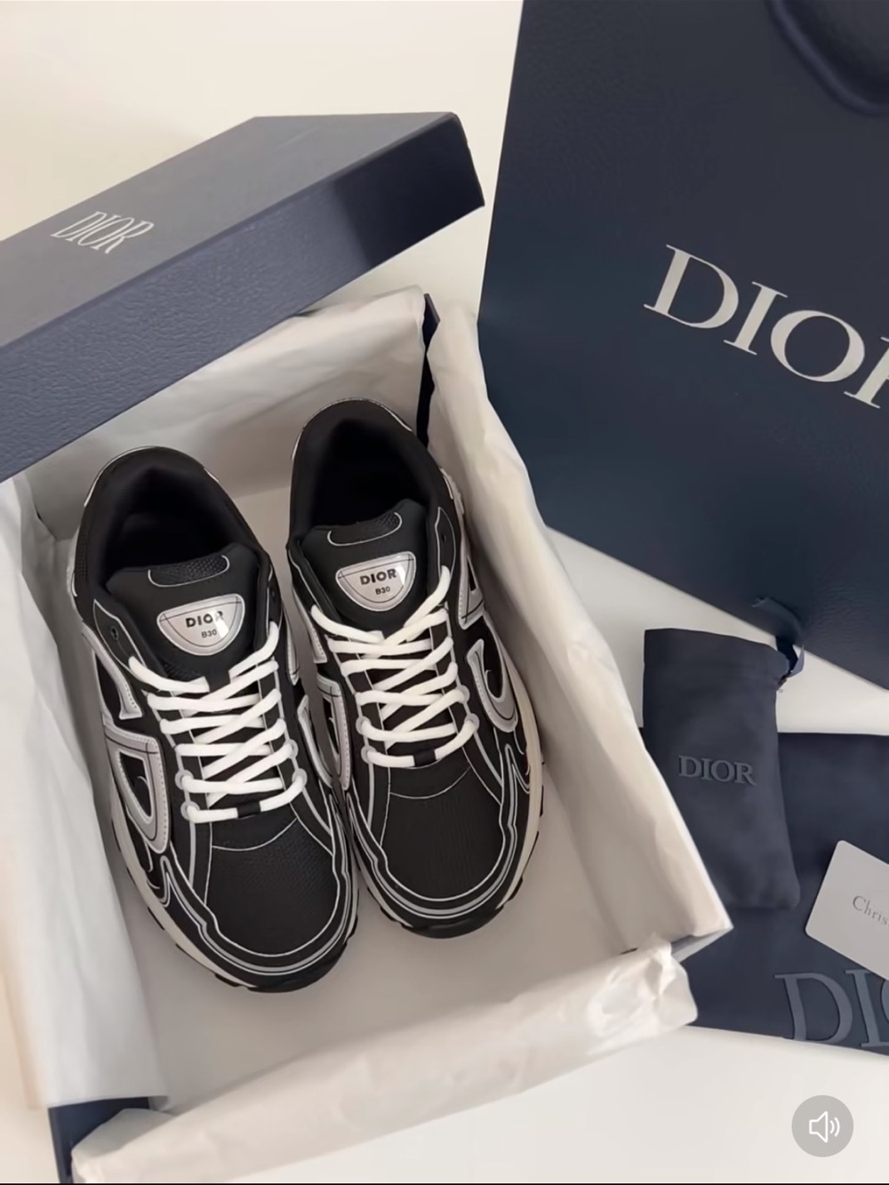 Dior Men's Black and White Trainer Sneakers
